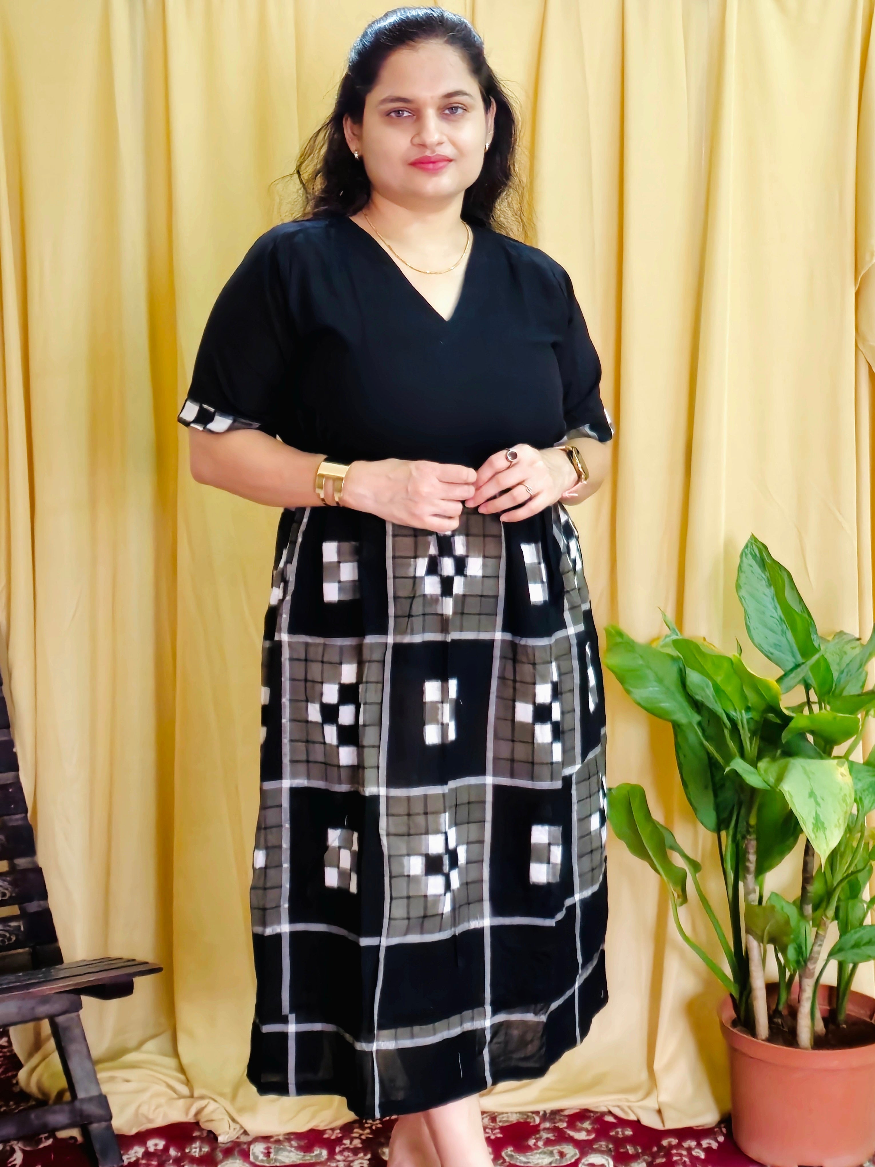 "Mayookha" Black, grey Sambalpuri Handloom Dress