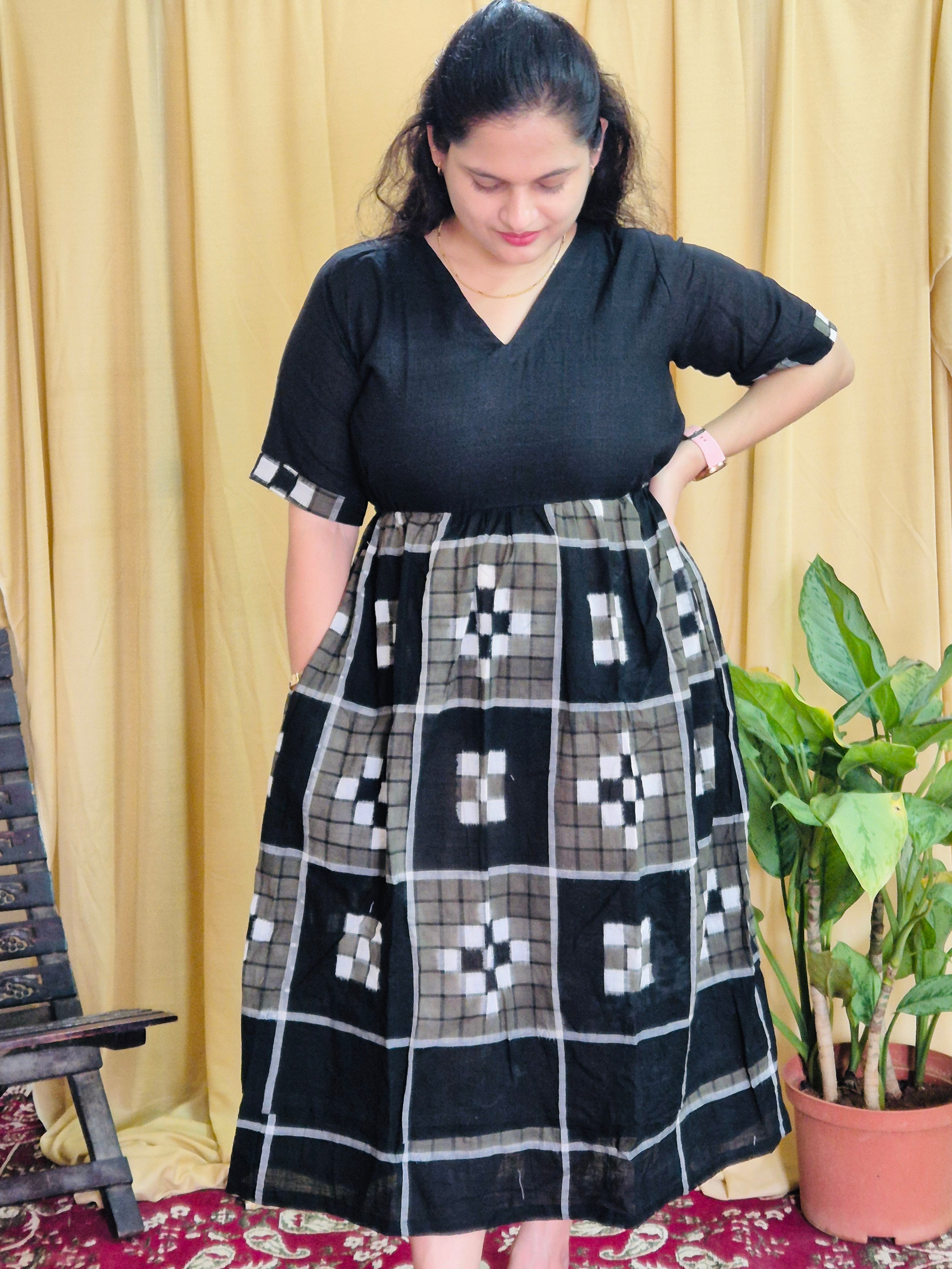 "Mayookha" Black, grey Sambalpuri Handloom Dress