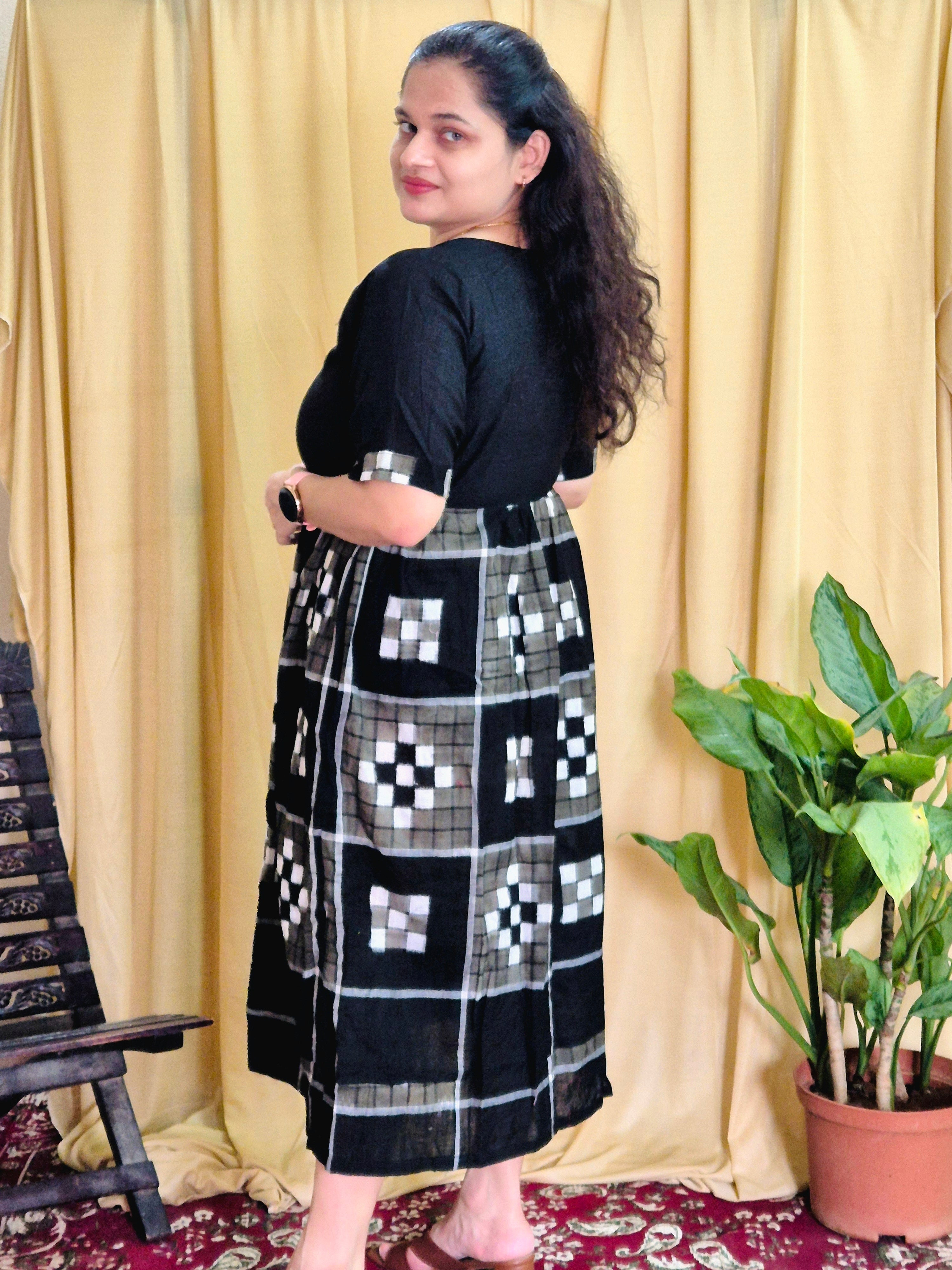 "Mayookha" Black, grey Sambalpuri Handloom Dress