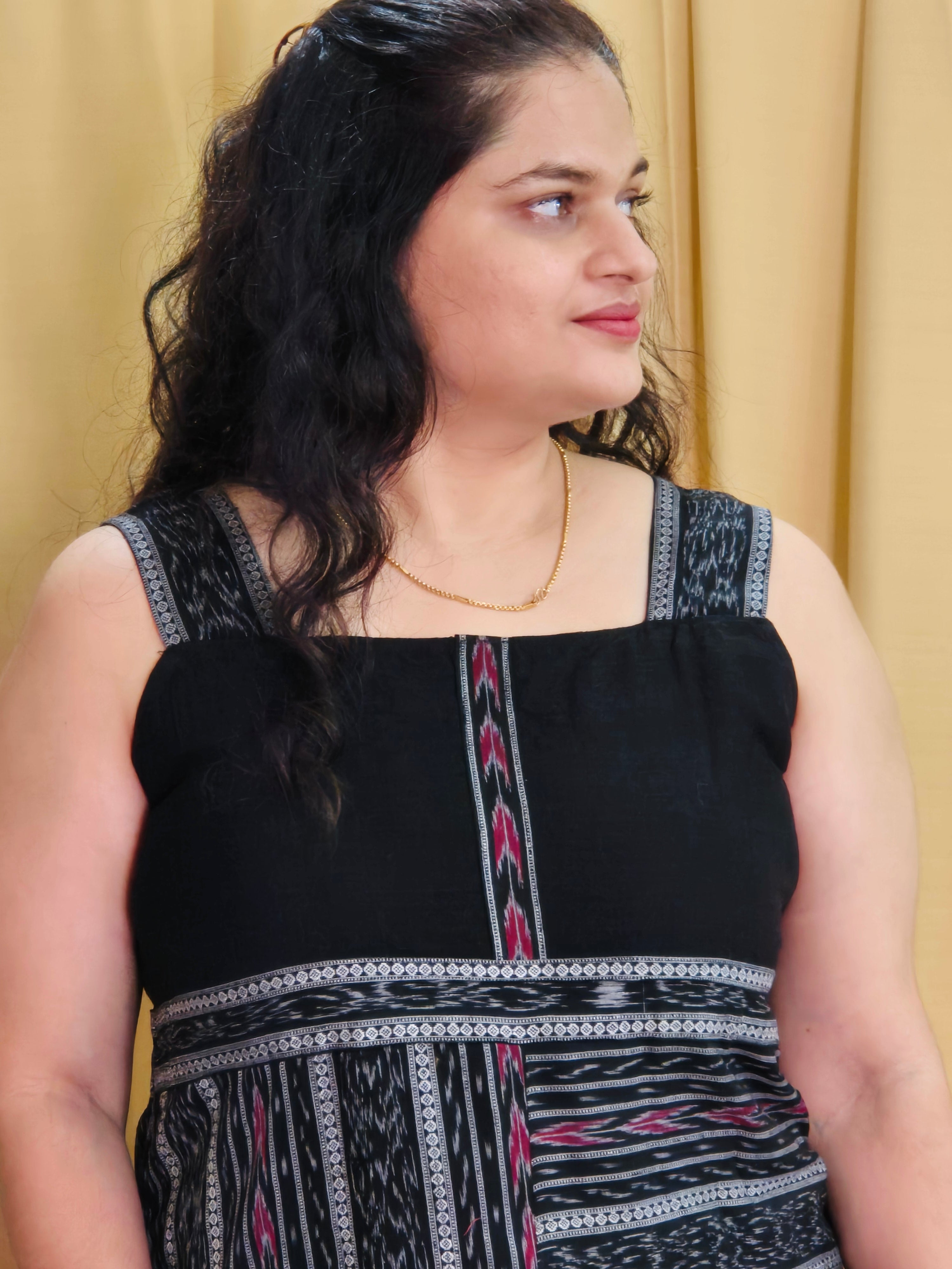 "Charvi" Black Sambalpuri Ikat Dress