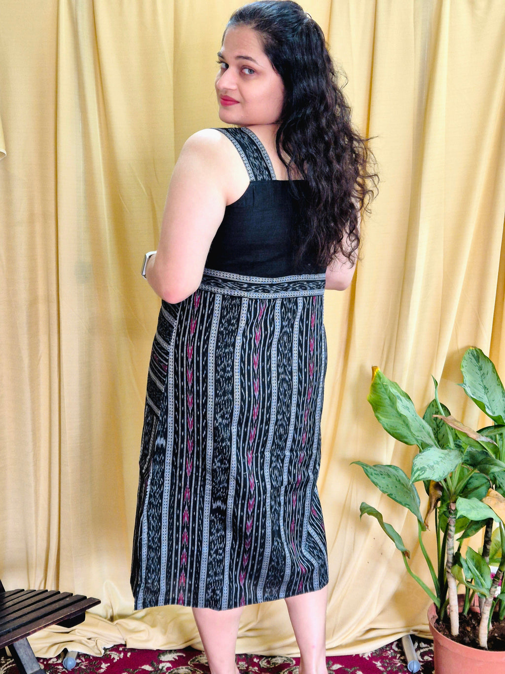 "Charvi" Black Sambalpuri Ikat Dress