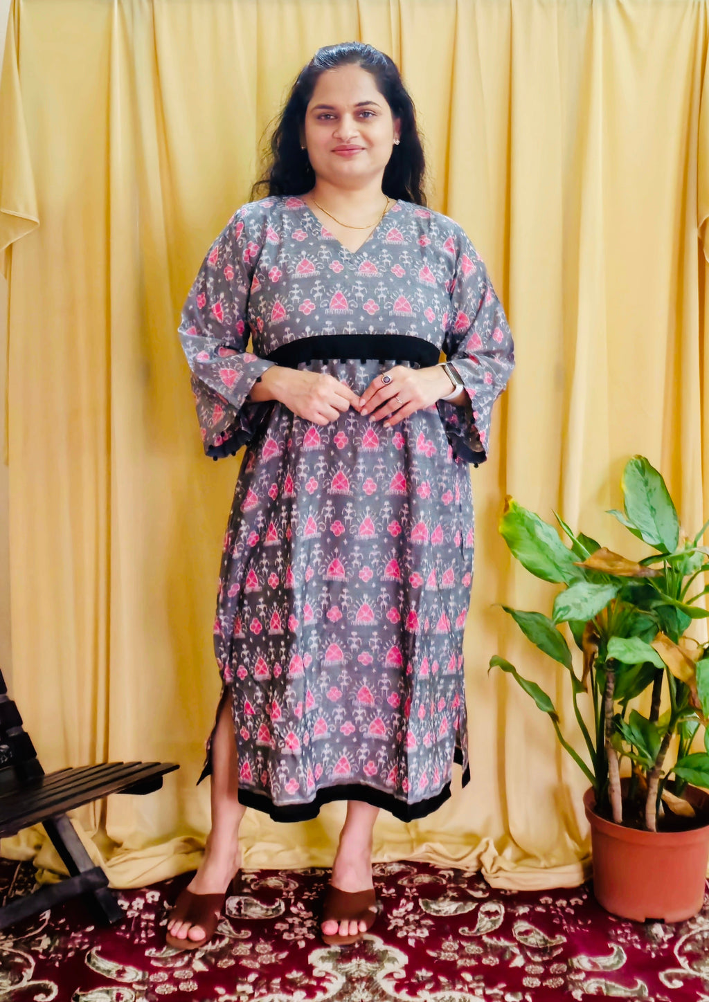 "Amodini" Grey Sambalpuri Handloom Dress
