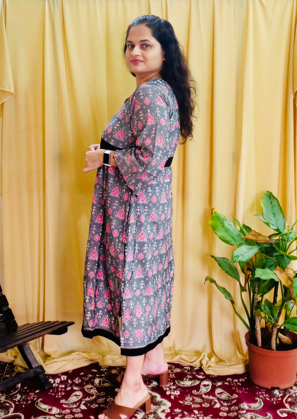 "Amodini" Grey Sambalpuri Handloom Dress