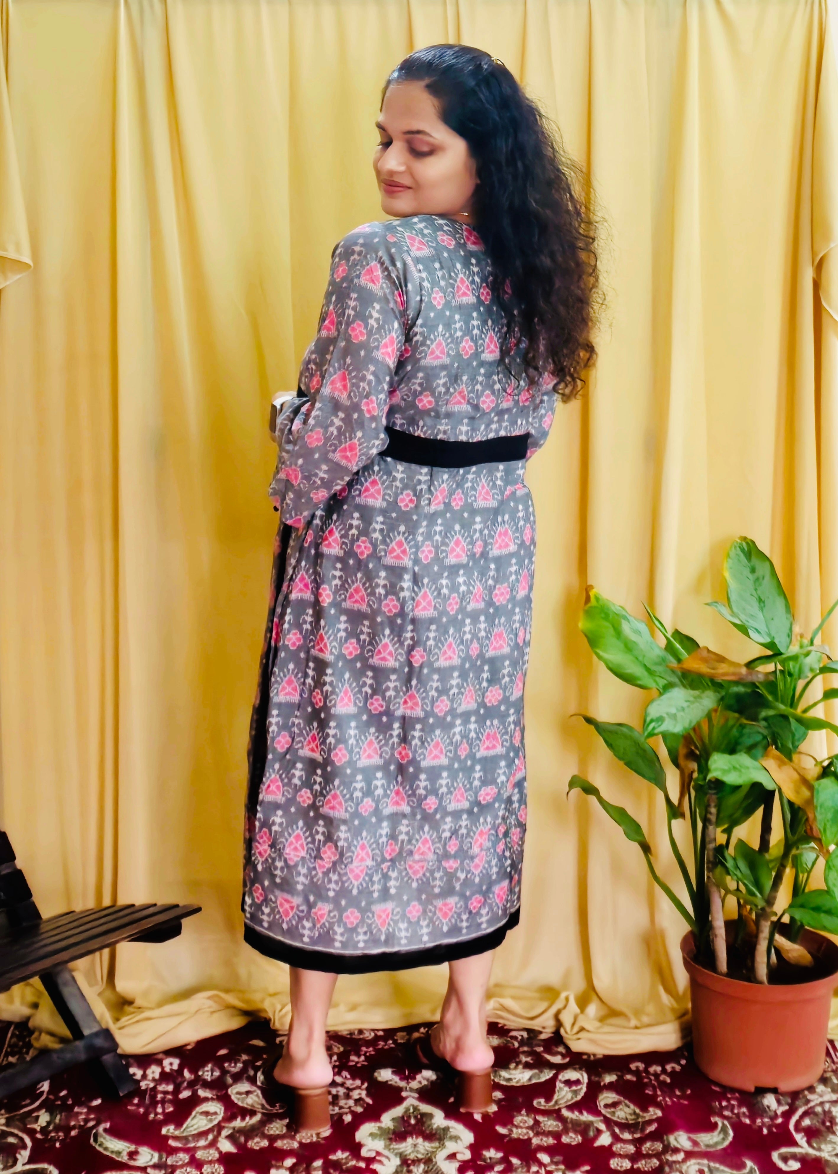 "Amodini" Grey Sambalpuri Handloom Dress