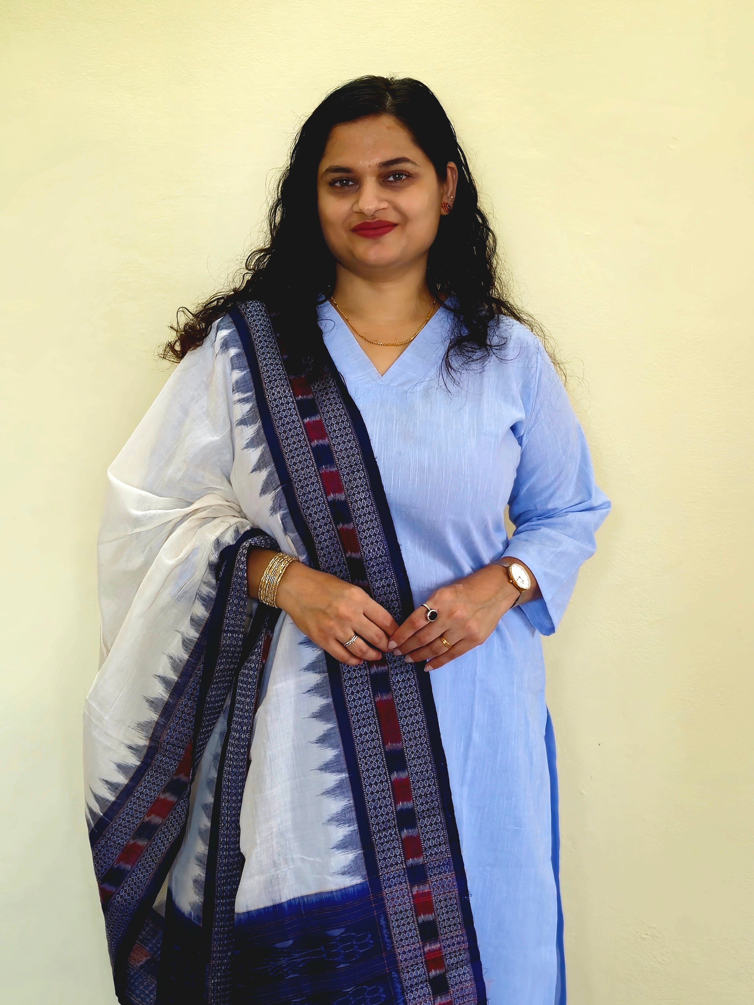 "Neelkanti" Blue Linen Co-ord Set with Sambalpuri Handloom Dupatta