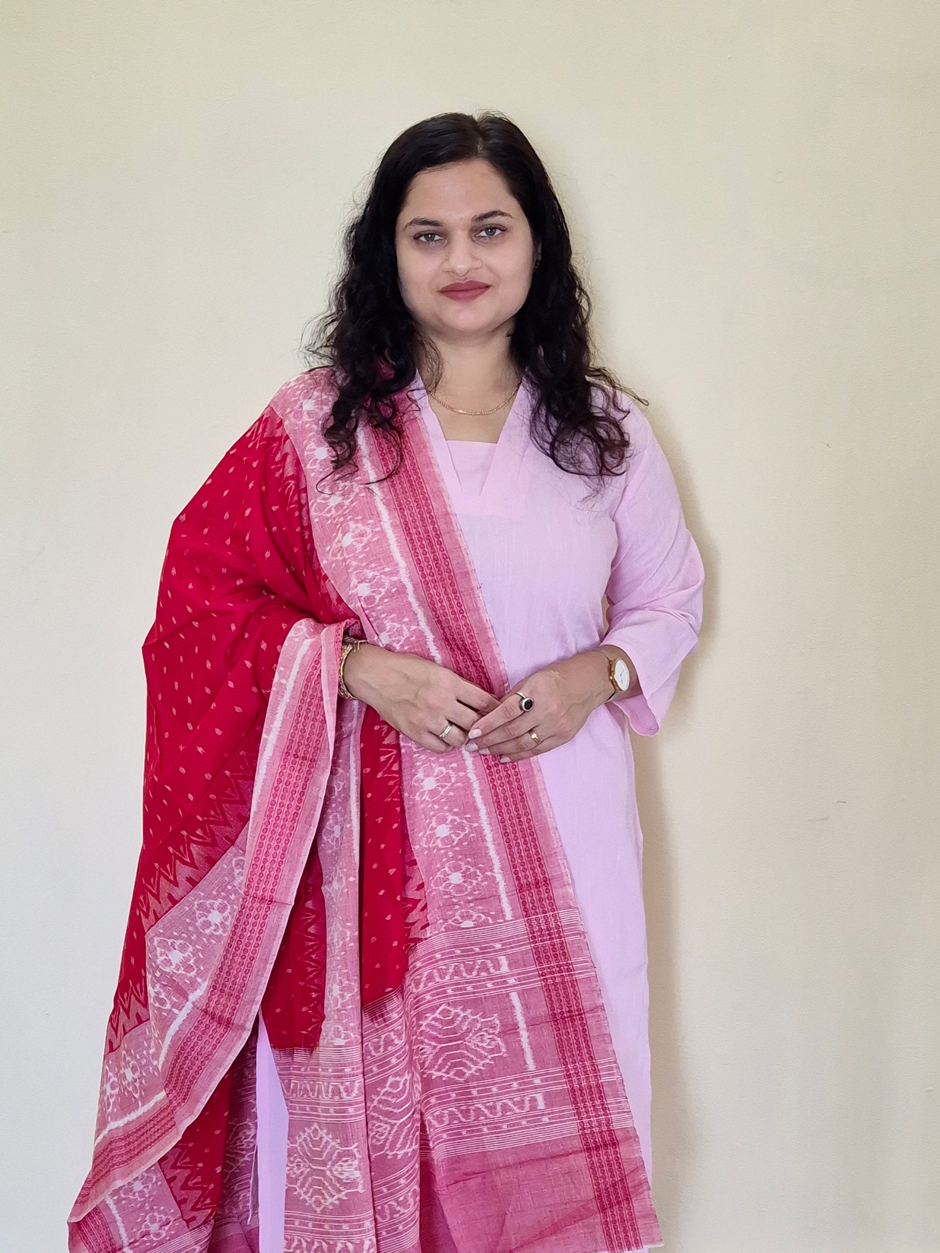 "Sharvani" Light Pink Linen Co-ord Set with Sambalpuri Handloom Dupatta