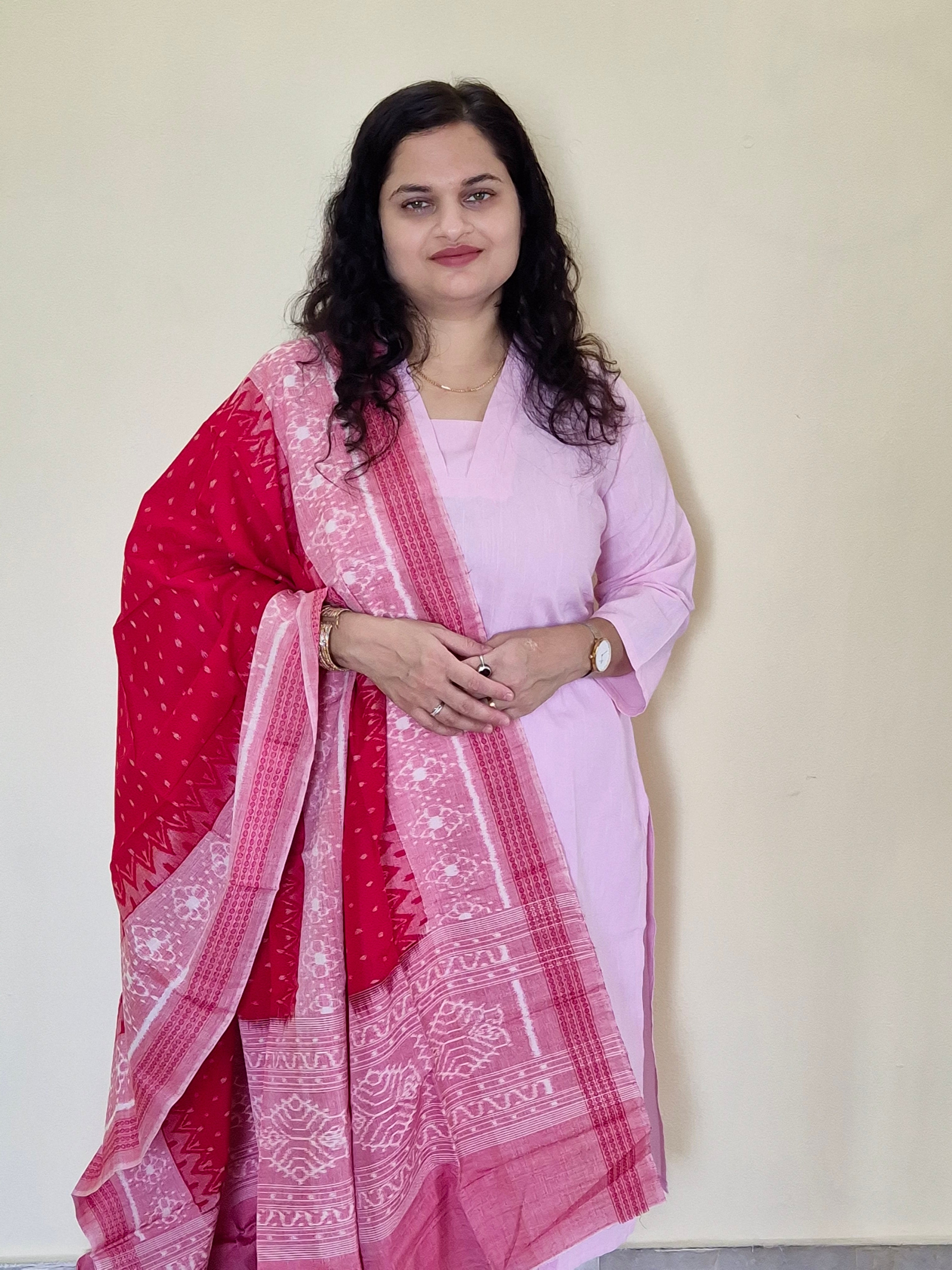"Sharvani" Light Pink Linen Co-ord Set with Sambalpuri Handloom Dupatta