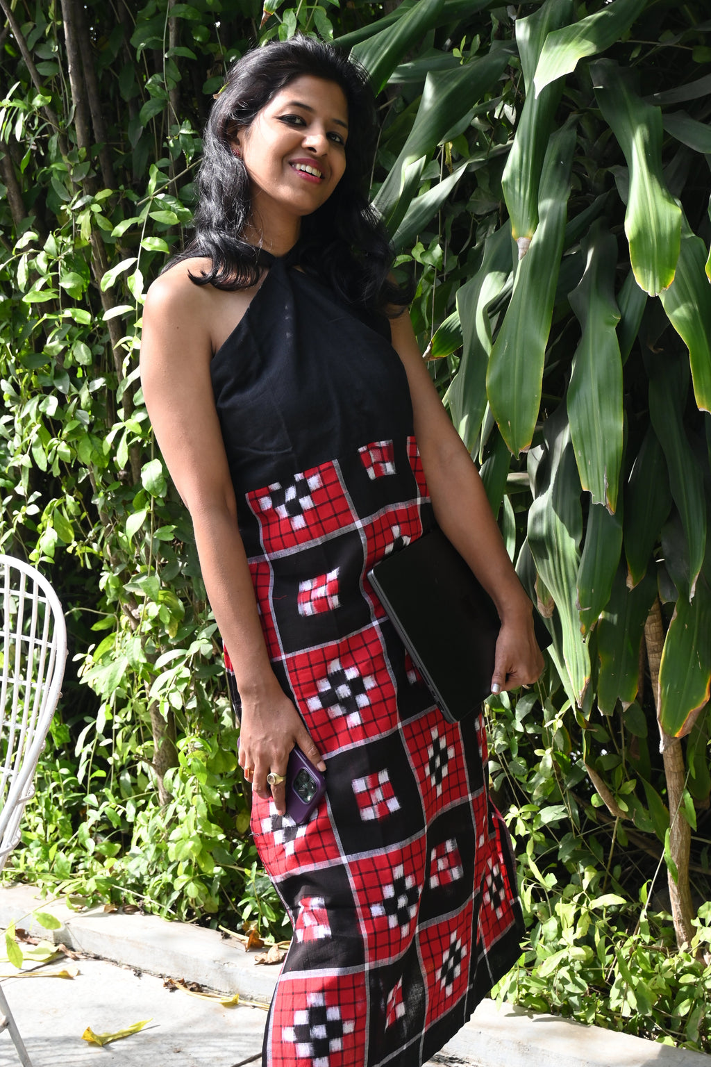 "Charita" Black Halter neck Sambalpuri Handloom Dress