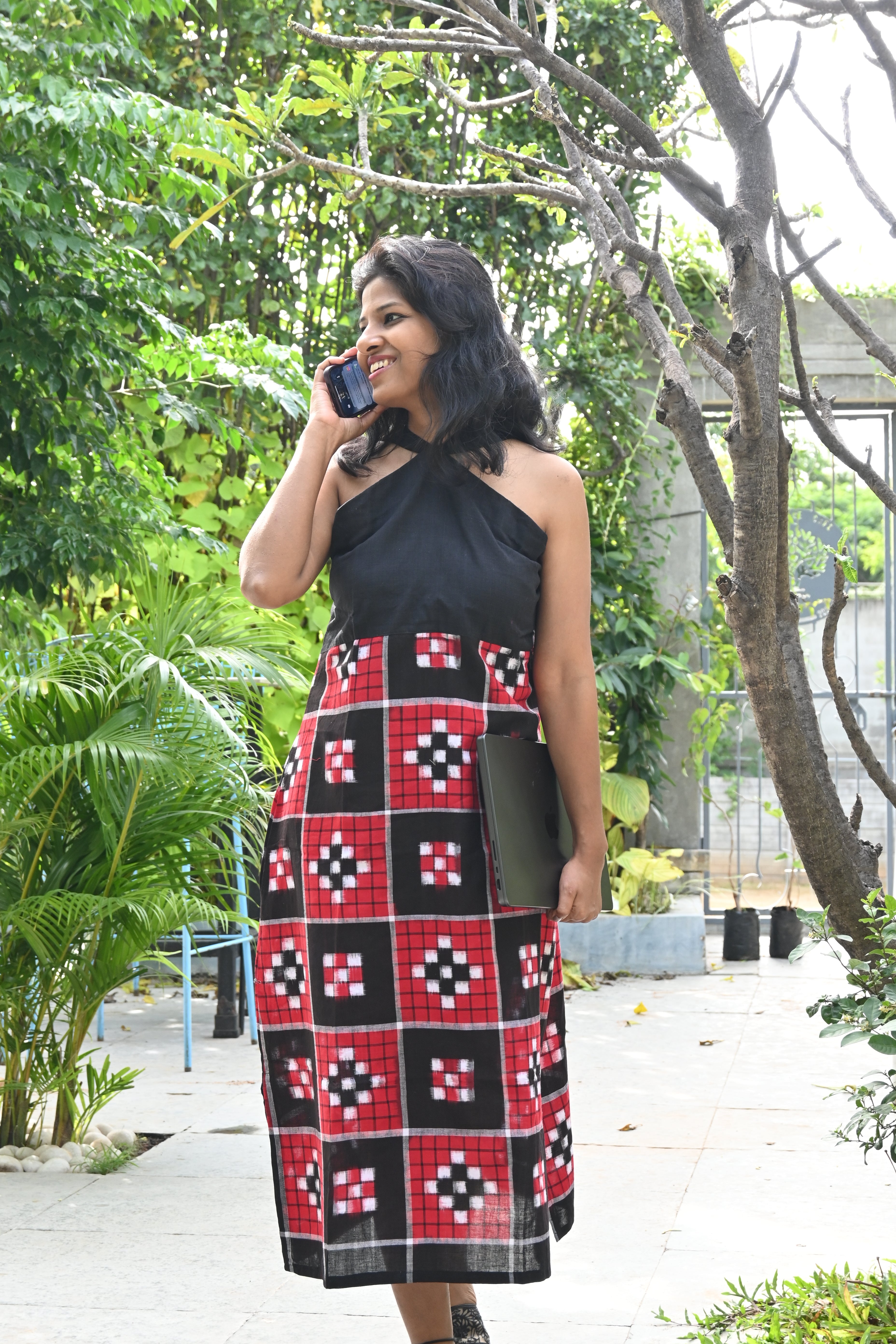 "Charita" Black Halter neck Sambalpuri Handloom Dress