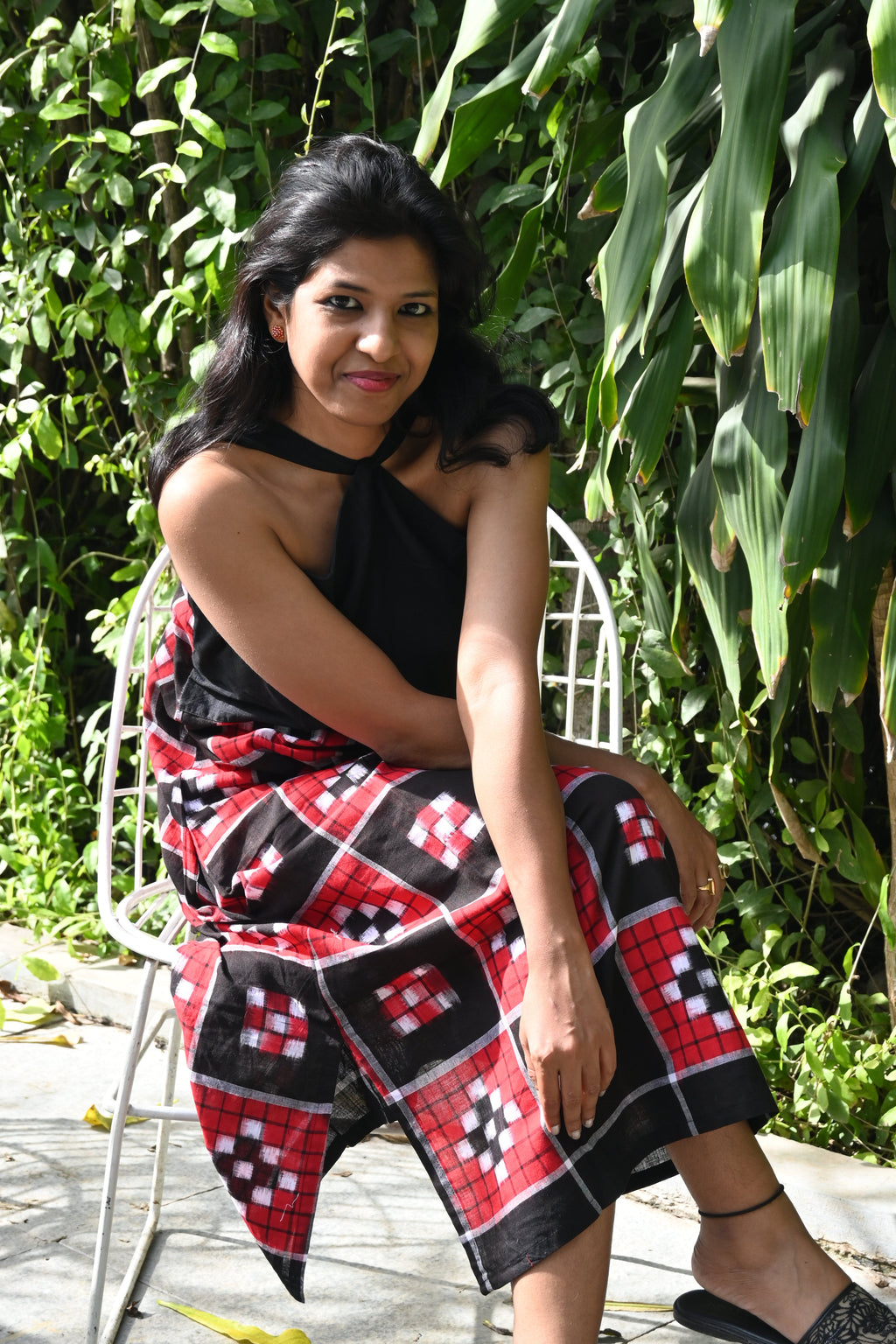 "Charita" Black Halter neck Sambalpuri Handloom Dress
