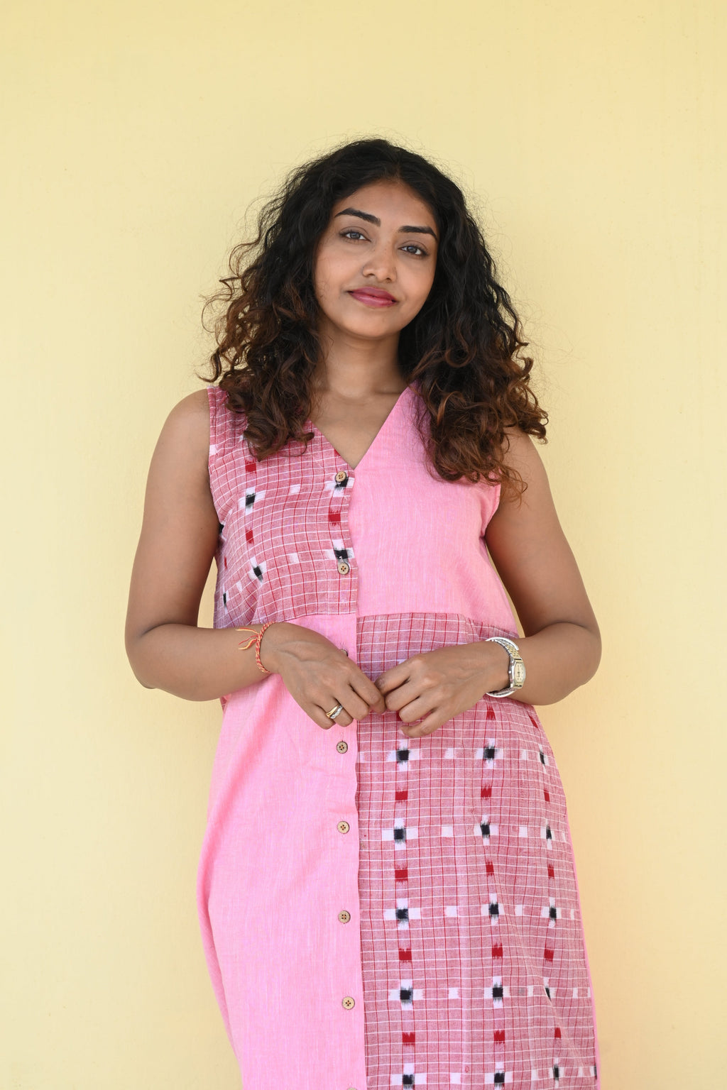 "Padma" Pink Sambalpuri Handloom Dress