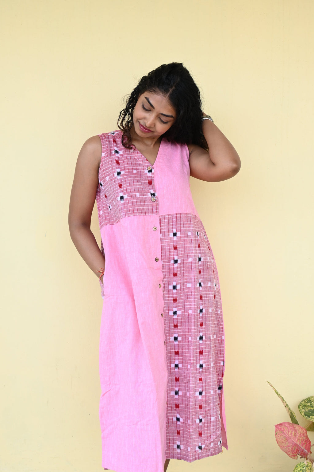 "Padma" Pink Sambalpuri Handloom Dress