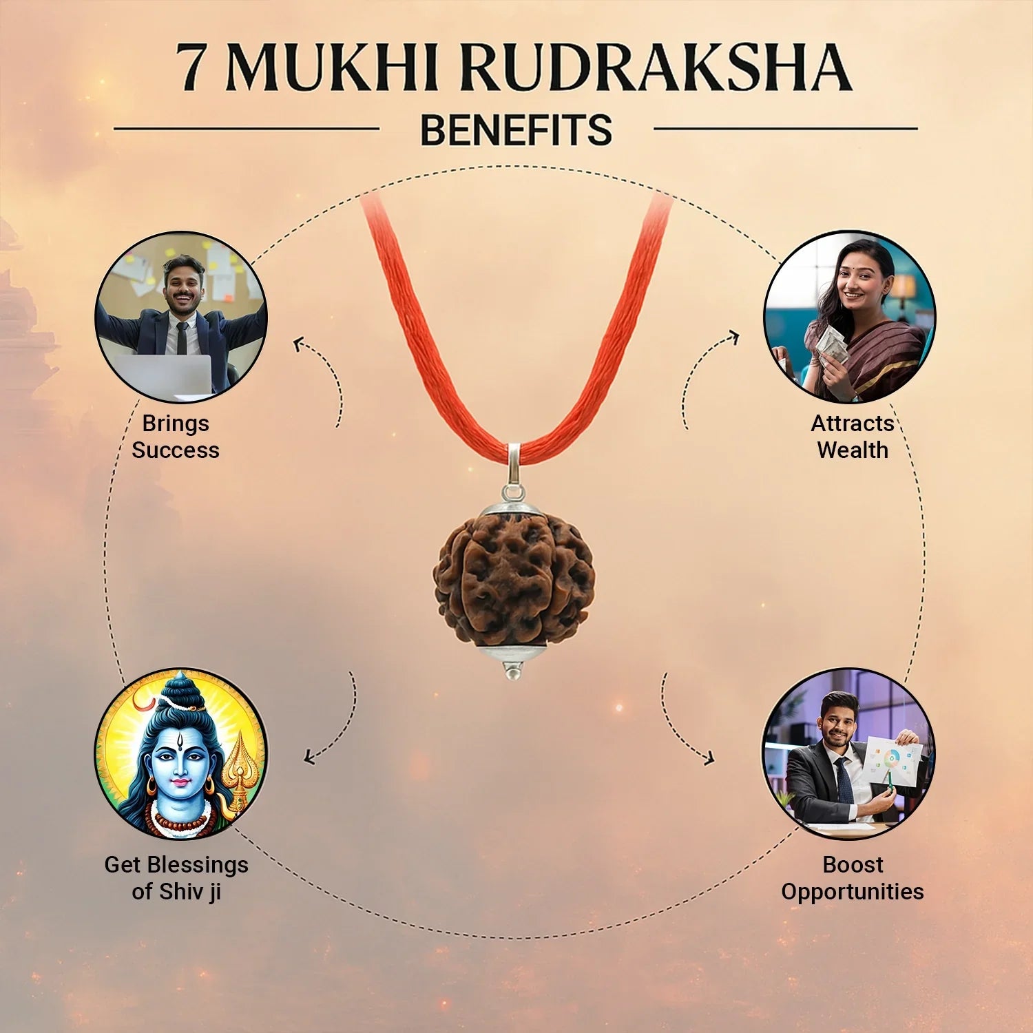 Nepal Origin 7 Mukhi Rudraksha (Silver Capped)